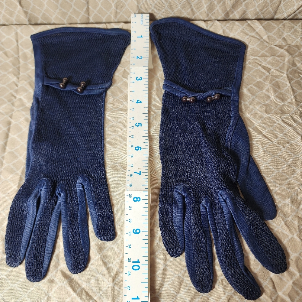 Vintage Hansen Elegant Navy Blue Women's Evening Gloves 7.5
